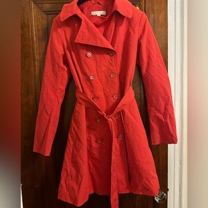 New York & Company Vibrant Red Trench Coat